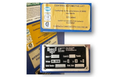 Counterfeit automotive lift certification label found in Ontario