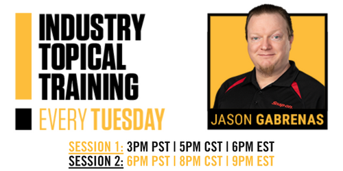 Snap-on announces Diagnostics National Trainer Jason Gabrenas will continue to host his weekly Tuesday Topic Training program in 2025. 